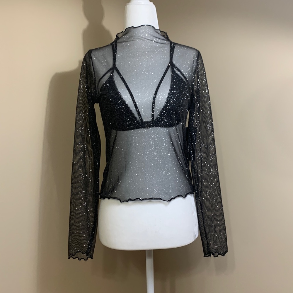 Black Sheer Sparkly Top